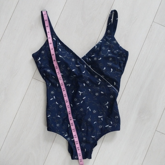 Vintage 90s Gottex Navy Floral Print One Piece Swimsuit - Picture 8 of 11